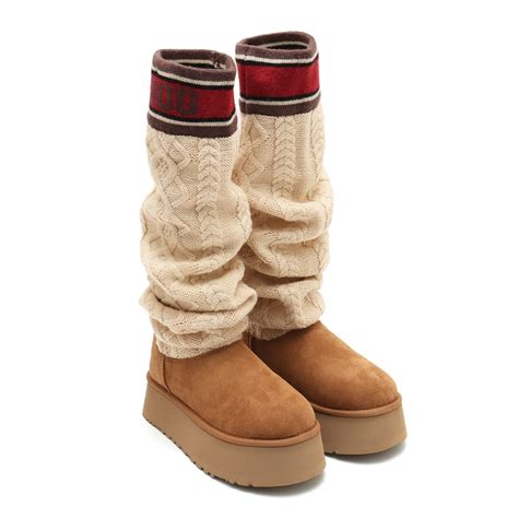 Ugg W Classic Sweater Letter Tall Chestnut Atmos