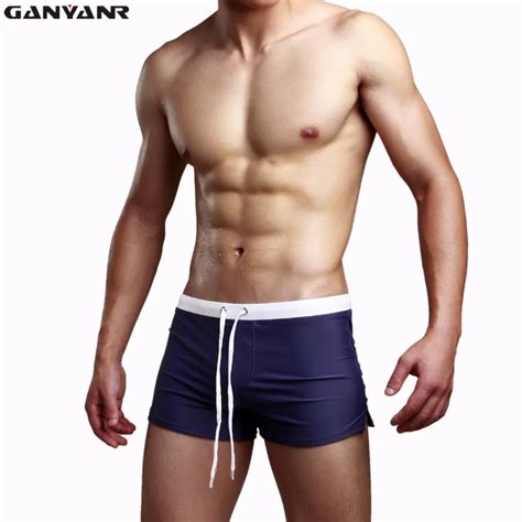 GANYANR Brand Swimming Trunks Boxer Sexy Swim Shorts Gay Male Swimwear