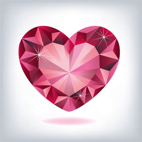 Red Heart Shape Diamond Vector Illustration 02 Free Download