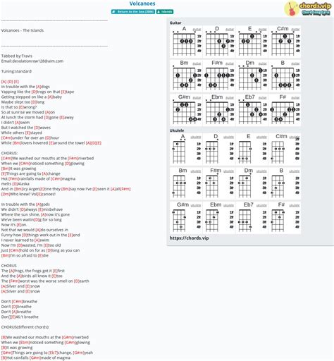 Chord: Volcanoes - Islands - tab, song lyric, sheet, guitar, ukulele ...