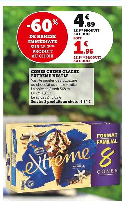 Promo Cônes Crème Glacée Extrême Nestlé chez Hyper U