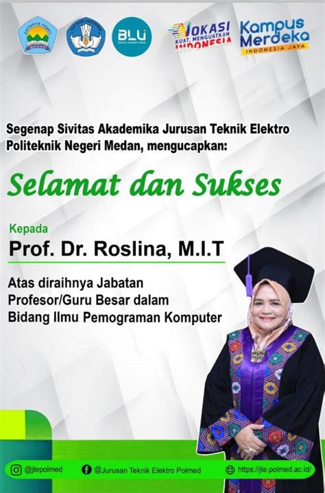 Selamat Dan Sukses Prof Dr Roslina M I T Dan Prof Arridina Susan