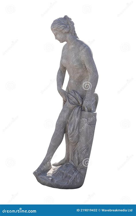 Side View Of Stone Sculpture Of Naked Woman On White Background Stock Photo Image Of White