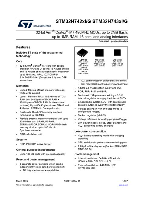 Stm32h742xi Stmicroelectronics Mcus Hoja De Datos Ficha Técnica