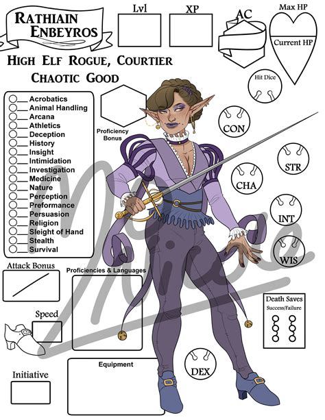 Custom Dnd Character Sheet Commission Etsy