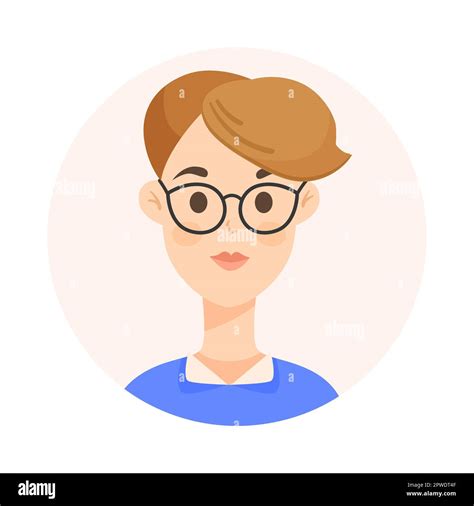 Short Haired Girl Wearing Glasses Avatar Cartoon Illustration Stock Vector Image And Art Alamy