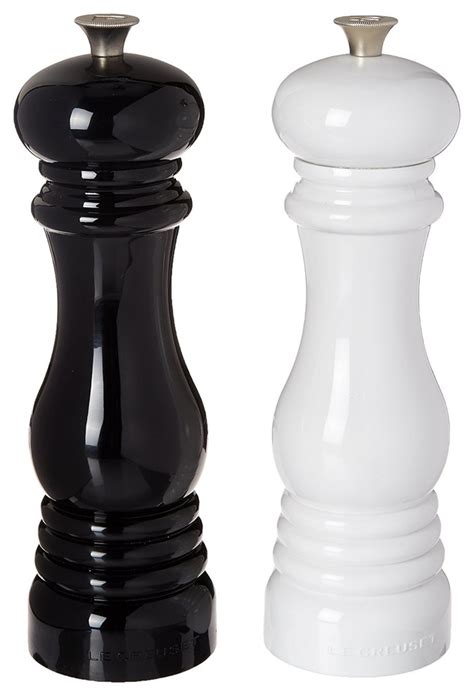 Le Creuset Black And White Salt And Pepper Mill Set Contemporary