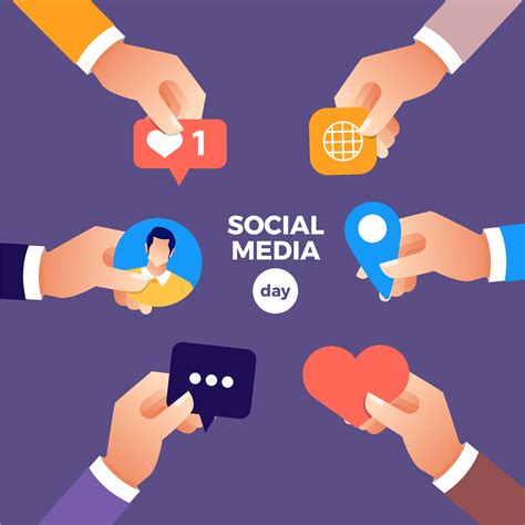 Social Media Day Hands Holding Icons Design 1395690 Vector Art at Vecteezy 