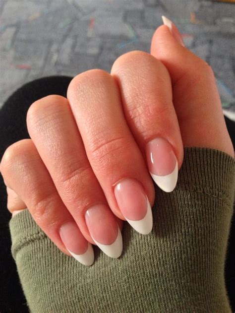 French Nails Nails White White Sharp Nature Stiletto