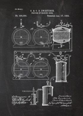 Process Of Making Beer Patent Drawing Poster By Nicram K