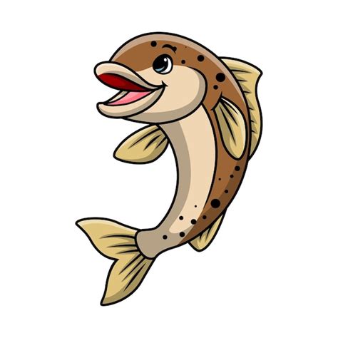 Premium Vector Cute Salmon Fish Cartoon On White Background