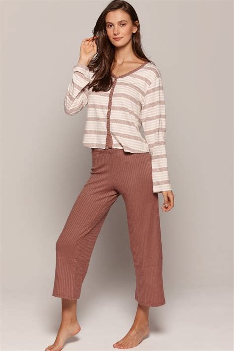 Claudel Lingerie Long Sleeve Button Top Pajama Set LI