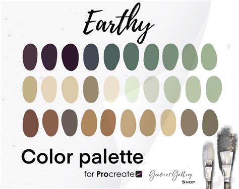 Earthy Tones Procreate Color Pallete Procreate Green And Brown Color