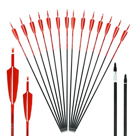 6 12pc Archery Pure Carbon Arrows Spine 300 340 400 500 600 700 800