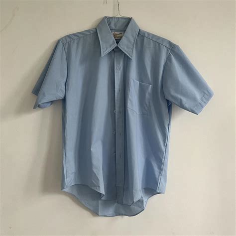 Baby blue dress shirt Vintage dress shirt with... - Depop