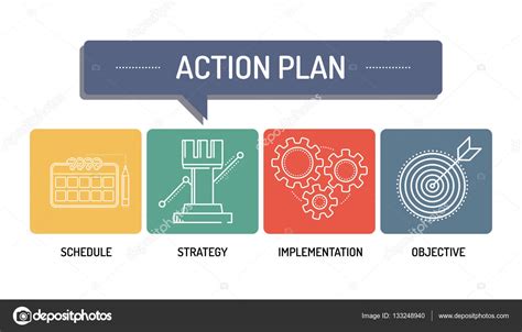 Action Plan Line Icons Concept Stock Vector Image By ©garagestock