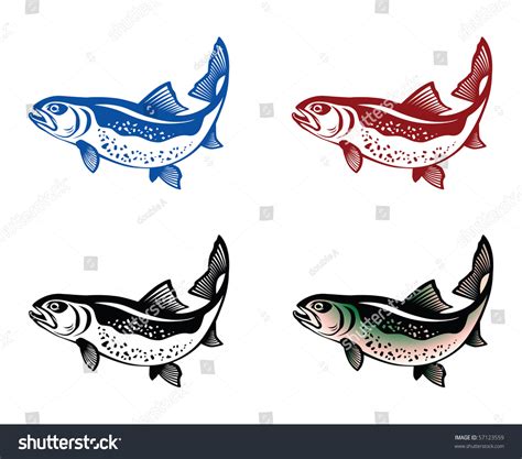 Jumping Trout Stock Vector (Royalty Free) 57123559 | Shutterstock