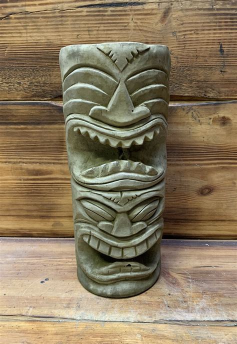 Stone Garden Totem Pole Easter Island African Head Tiki Statue Etsy Uk