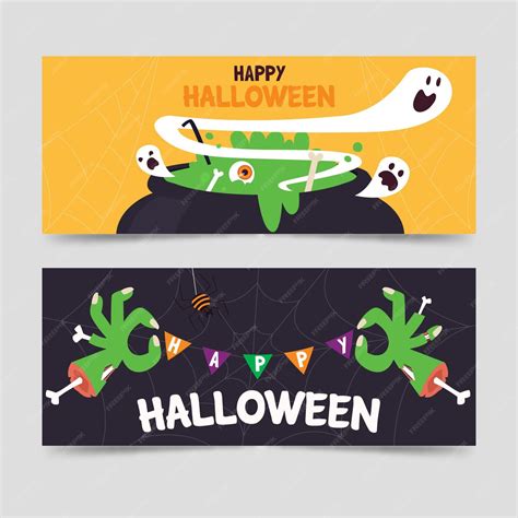 Free Vector | Flat design halloween banners template