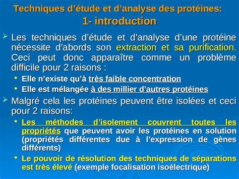 Ppt Techniques Détude Et Danalyse Des Protéines 1 Introduction Les