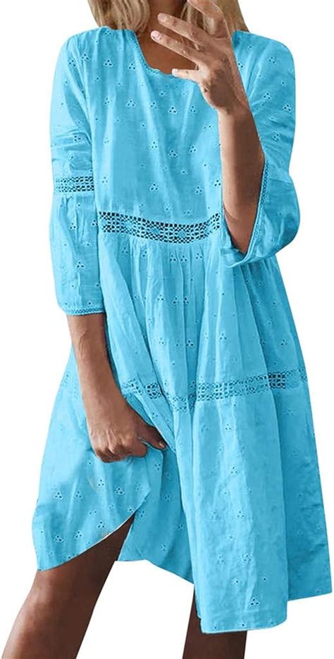 Robe bohémienne unie pour femme Style bohémien Longueur genou