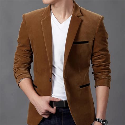 Men S Spring Autumn Casual Male Blazer Stylish Slim Fit Blazer Party Jacket Cotton Corduroy