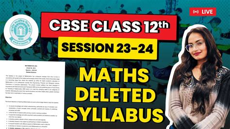 Class 12 Maths Deleted Portion For Session 2023 24 Imaths Deleted