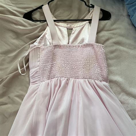 baby pink mini formal dress! worn once. has minor... - Depop