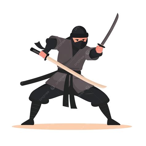 Ilustración Plana Ninja Guerrero Japonés Signos Ilustración Vectorial Png Dibujos Ninjas