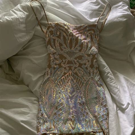 Lucy In The Sky Starstruck Strappy Dress In Nude Depop