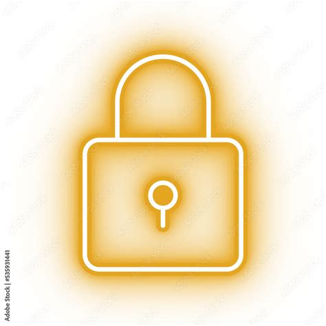 Neon Yellow Lock Icon Glowing Closed Lock Icon On Transparent