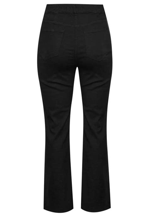 Yours Plus Size Black Elasticated Waist Stretch Wide Leg Jeans Yours Clothing