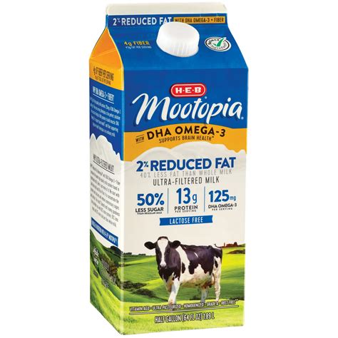 H E B Mootopia Lactose Free DHA Omega 3 Reduced Fat 2 Milk Shop Milk