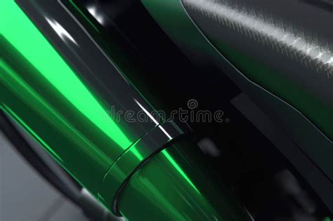 A Close Up Of The Metallic Detailing Along The Sides Of A Green And