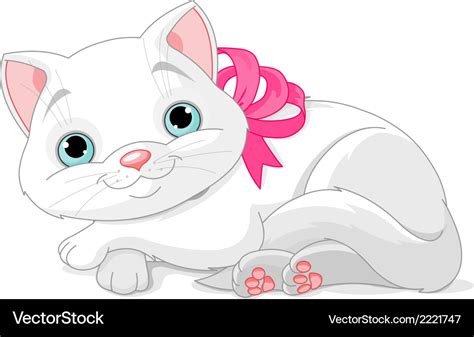 Cute White Cat Royalty Free Vector Image Vectorstock