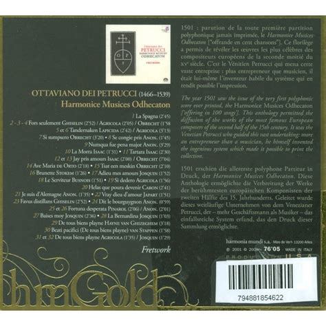 Harmonice Musices Odhecaton Fretwork De Various Renaissance Composers