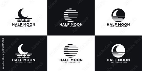 collection of half moon logo design inspiration Stock Vector | Adobe Stock