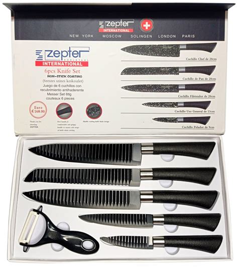 Набор кухонных ножей Zepter из 6 предметов, черный — купить в интернет ...