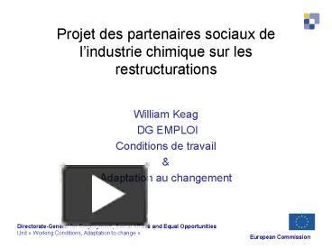 Ppt Projet Des Partenaires Sociaux De Lindustrie Chimique Sur Les