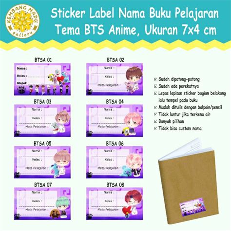 Jual Sticker Label Nama Buku Pelajaran Tema Bts Shopee Indonesia