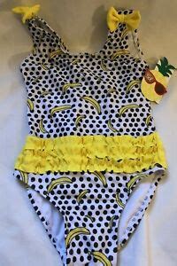 Sol Swimwear Toddler Girls Bathing Suit Swimsuit 1 Piece Bananas Ruffle ...