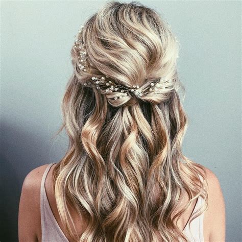 Half Up Wedding Guest Hair Wavy Haircut