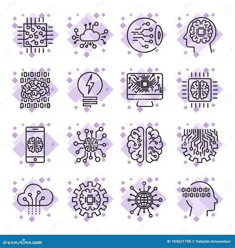 Icon Set for Artificial Intelligence Ai Concept Various Symbols for the ...