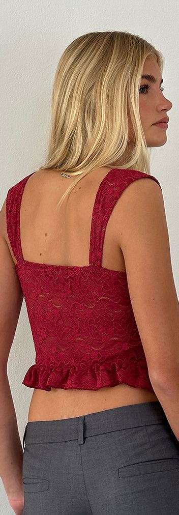 Deep Red Lace Cami Top Brietta Motelrocks Com Us