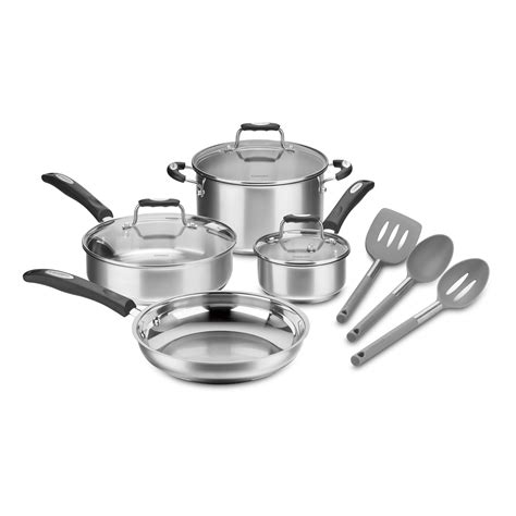 Cuisinart 10 Piece Stainless Steel Cookware Set Gray Tools Walmart