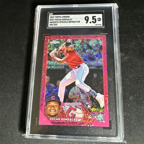 2023 Topps Chrome Magenta Speckle Refractor 207 Oscar Gonzalez 350