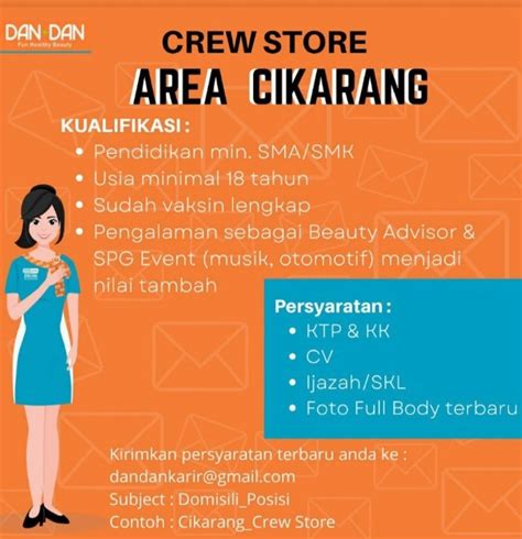 Lowongan Kerja Crew Store Dan Dan Fun Healthy Beauty Cikarang Loker