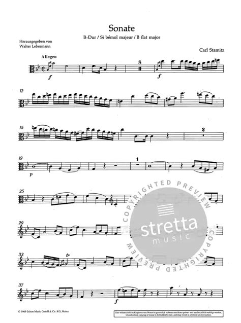 Sonate B Dur Von Carl Stamitz Im Stretta Noten Shop Kaufen