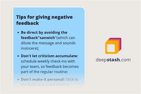 Tips For Giving Negative Feedback Deepstash