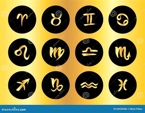 Zodiac Signs Set Stock Vector Illustration Of Icon Gemini 84444386